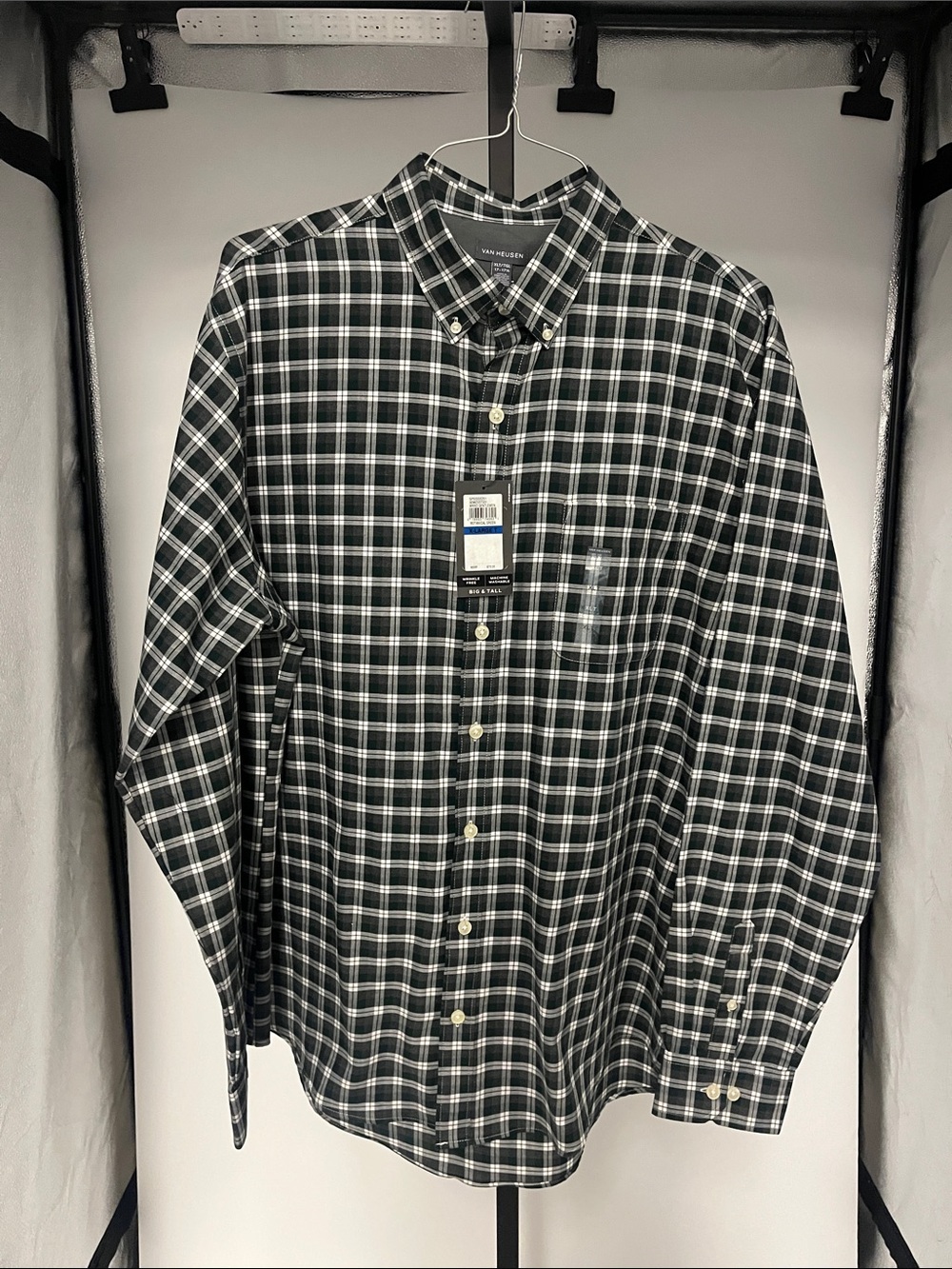 Van Heusen Black and White Plaid Button-Down Shirt